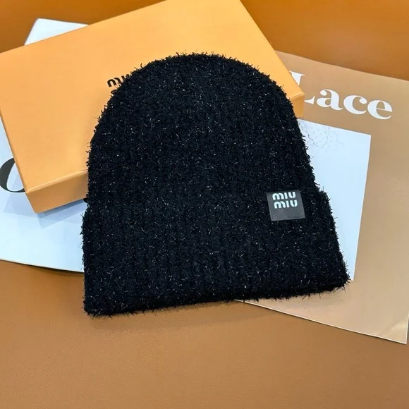 Miu Miu Black Knit Beanie display picture 3